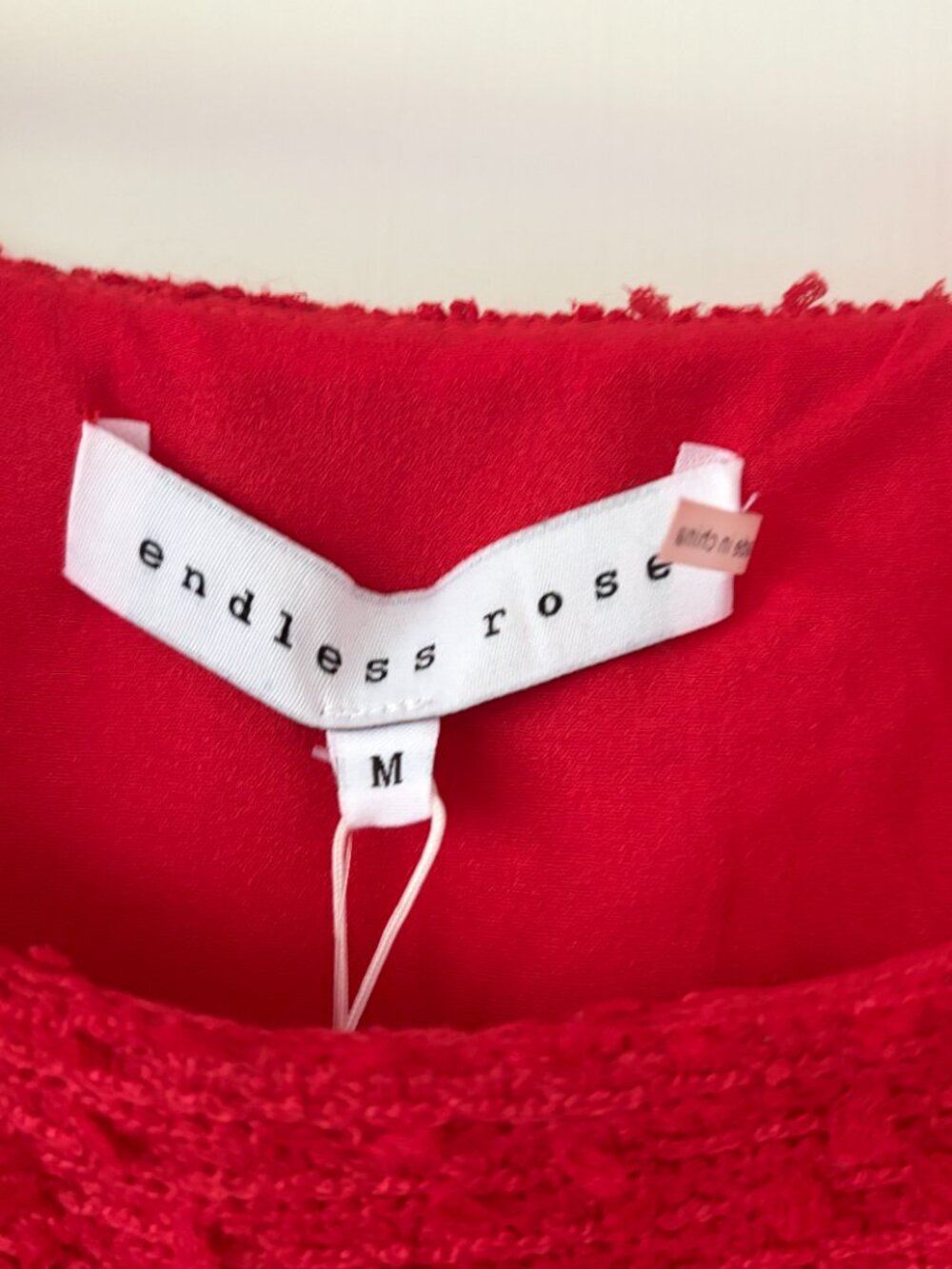 Endless Rose Tweed Pocket Detail Mini Dress Red Size Medium NWT - Picture 9 of 9